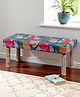 Ikiriya Camilla Sheesham Wood Mid Century 2 Seater Bench / Settees / Recamiers in Fruit Print Blue Kantha
