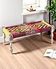 Ikiriya Oakville Sheesham Wood Vintage 2 Seater Maachi Bench / Charpai / Khatiya / Rajasthani Traditional Settees / Recamiers in Multi Colour Chindi & Yellow Rope Canning
