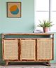 Ikiriya Rockport Sheesham Wood Mid Century TV Entertainment Unit / Wooden Cabinet / Display Unit with Rattan Work