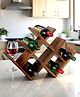 Ikiriya Kassel Sheesham Wood Accent Wine Rack in Natural Teak Finish for upto 8 bottles