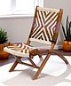 Ikiriya NatWest Sheesham Wood Vintage Relaxing Chair / Lounge Chair / Rocking Chair in Multi Colour Chindi & White Rope Canning
