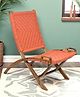 Ikiriya NatWest Sheesham Wood Vintage Relaxing Chair / Lounge Chair / Rocking Chair in Orange Rope Canning