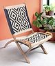 Ikiriya NatWest Sheesham Wood Vintage Relaxing Chair / Lounge Chair / Rocking Chair in Black & White Rope Canning