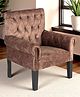 Ikiriya Arista Sheesham Wood Mid Century Maharaja Chair / Relaxing Chair / Lounge Chair in Saddle Brown Suede Fabric Upholstery