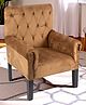Ikiriya Arista Sheesham Wood Accent Maharaja Chair / Relaxing Chair / Lounge Chair in Taupe Brown Velvet Upholstery