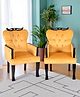 Ikiriya Arista Sheesham Wood Accent Set of 2 Maharaja Chair / Relaxing Chair / Lounge Chair in Yellow Velvet Upholstery