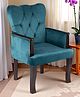 Ikiriya Arista Sheesham Wood Accent Maharaja Chair / Relaxing Chair / Lounge Chair in Turquoise Sea Velvet Upholstery