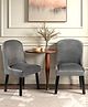 Ikiriya Rosslyn Sheesham Wood Accent Set of 2 Dining Chairs in Iron Grey Velvet Upholstery with Extra Dark Mahagony Finish
