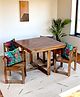 Ikiriya Kingston Sheesham Wood Accent 4 Seater Dining Table Set with Teak Finish &  Cushioning