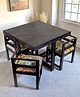 Ikiriya Kingston Sheesham Wood Accent 4 Seater Dining Table Set with Dark Mahagony Finish & Israel Print Patchwork Kantha Cushioning
