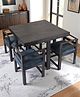Ikiriya Kingston Sheesham Wood Accent 4 Seater Dining Table Set with Dark Mahagony Finish & Turquoise Sea Velvet Cushioning