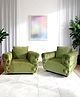 Ikiriya Jackson Solid Wood Contemporary 1 1 Seater Sofa / Lounge Chair / Maharaja Chair / Big Size Chair in Pear Green Velvet Upholstery
