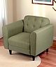 Ikiriya Tyler Solid Wood Contemporary 1 Seater Sofa / Lounge Chair / Maharaja Chair / Big Size Chair in Olive Green Fabric Upholstery