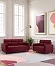 Ikiriya Dayton Solid Wood Contemporary 3 2 Seater Sofa Set in Maroon Wine Fabric Upholstery