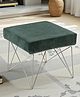 Ikiriya Asansol Sheesham Wood Accent Square Pouf Stools / Pouffee / Stool / Ottoman with Metal Legs in Dark Green Velvet Upholstery