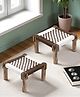 Ikiriya Riaza Sheesham Wood Vintage Square Maachi Set of 2 Foot Stool / Khaatiya / Charpai / Stool in Brown & White Rope Canning