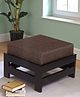 Ikiriya Amber Sheesham Wood Contemporary Square Foot Stool / Pouf Stools / Pouffee / Stool / Ottoman in Extra Dark Mahagony Finish with Jute Brown Cushion