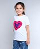 PinkChick Cotton Woven Half Sleeves Heart Applique Detailed Tee With Hair Clip - White