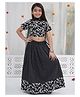 Little Bansi Mulberry Silk Woven Half Sleeves Floral Embroidered Lehenga Choli With Dupatta Set - Black