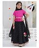 Little Bansi Cotton Silk Woven Half Sleeves Gota Lace Embellished & Tassels Detailed Lehenga Choli With Dupatta Set - Black