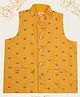 Little Bansi Silk Woven Sleeveless Floral Embroidered Nehru Jacket - Yellow
