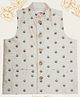 Little Bansi Silk Woven Sleeveless Floral Embroidered Nehru Jacket - Cream