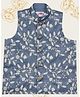 Little Bansi Mulberry Silk Woven Sleeveless Floral Embroidered Nehru Jacket -  Grey