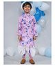 Little Bansi Muslin Woven Full Sleeves Floral Printed Kurta with Dhoti Set - Pink