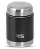 Jaypee Plus Vacuum Insulated Food Jar with Bag & Spoon| Hot and Cold Thermal Flask | Double Walled Scratch Resistant | 400 ml, Black
