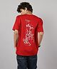 TeenTrums 100% Cotton Knit Half Sleeves Passion Text Back Printed Oversized Tee - Red