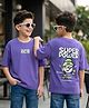 Kookie Kids Single Jersey Knit Drop Shoulder Half Sleeves Round Neck T-Shirt with Super Power Front & Back Text Print - Purple