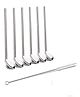 KUNYA6 pc Steel Straw Spoons with Cleaning Brush for Drinks Set of 6 Stainless Steel Reusable Tea Filter Stirring Drinking Straws for Drinking Juice Drinks Kids and Adults