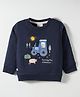 Ollypop Looper Knit Full Sleeves Sweatshirts With Farming Print & Embroidery - Navy Blue