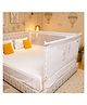Kids Station Premium Baby Bed Rail (6.3ft x 6ft / 190x180cm), Foldable Steel Safety Guard with Anti-Suffocation Cloth, 2 Side Adjustable Bed Rail, White