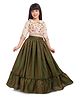 Tiny Kingdom Woven Three Fourth Sleeves Floral Embroidered & Sequins Embellished Lehenga Choli - Green