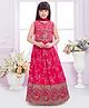 Tiny Kingdom Georgette Woven Sleevelss Sequin Embellished & Floral Embroidered Choli Lehenga With Dupatta Set - Red