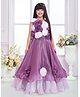 Tiny Kingdom Satin Woven Sleeveless Floral Applique Detailed Gown - Purple