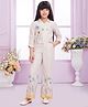 TINY BABY Woven Three Fourth Sleeves Floral Printed Coordinating Top & Palazzo Set - Cream