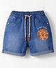 Babyhug Denim Mid Thigh Short With Stretch & Animal Print - Blue