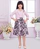TINY BABY Woven Three Fourth Sleeves Striped Floral Printed Dress With Jacket - Pink