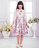 TINY BABY Satin Woven Three Fourth Sleeves Floral Applique Detailed & Printed Dress - Grey