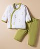 Zero Interlock Knit Full Sleeves Night Suit With Animal Pint - White & Green