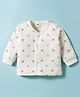 Zero Fleece Knit Full Sleeves Front Open Winter T-Shirt With Airplane Print - Cream