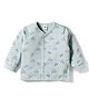 Zero Fleece Knit Full Sleeves Front Open Winter T-Shirt With Space Theme Print - Aqua