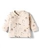 Zero Fleece Knit Full Sleeves Front Open Winter T-Shirt With Space Theme Print - Ivory