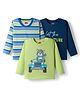 Babyhug 100% Cotton Knit Full Sleeves T-Shirts with Bear Print & Stripes Pack of 3 - Multicolor