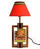 AAKRITI ART CREATIONS Table Lamp Handcrafted in Wood with Tribal Motifs & Red Shade.