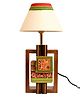 AAKRITI ART CREATIONS Table Lamp Handcrafted in Wood with Tribal Motifs & White Shade.