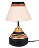 AAKRITI ART CREATIONS Table Lamp Black Earthen Handcrafted with White Shade.