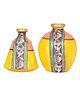 AAKRITI ART CREATIONS Vase Earthen Yellow Madhubani (Set of 2)